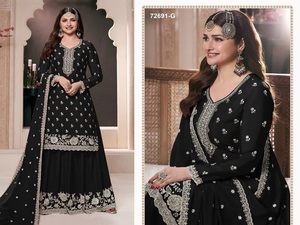 Costume Sharara pour femme de créateur traditionnel indien pour les mariages d'été Travail de séquence de broderie pour les fonctions de fête de mariage Indien - Product Image 3