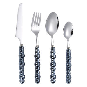 Modern Elegant Silver <b>White</b> Pearl Handle Flatware Wedding Stainless Steel Cutlery <b>Set</b> With Ceramic Pearl Handle - Product Image 3