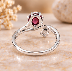 Bague en argent 925 avec tourmaline et quartz, bague élégante avec pierre précieuse rose, style solitaire, bijou fait main, cadeau - Product Image 2