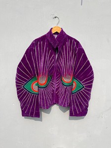 Handmade Purple <b>Velvet</b> <b>Jacket</b> for Women Luxury Boho Winter Coat Festive Party Wear Indian Handcrafted Embroidered <b>Velvet</b> Blazer - Product Image 3