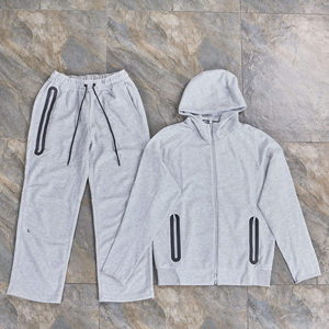 Nouvel ensemble de survêtement décontracté pour homme en polaire technique microfibre, style uni, avec capuche, poches zippées, veste et pantalon de jogging pour l'hiver - Product Image 3