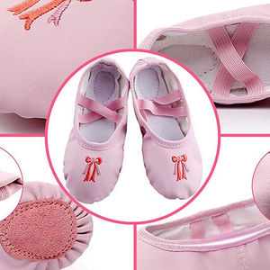 รองเท้าเต้นแจ๊สและบัลเลต์สำหรับผู้หญิง ราคาโรงงาน คุณภาพสูง รองรับโลโก้สั่งทำ รองเท้าบัลเลต์ผ้าใบสำหรับผู้หญิง รองเท้าหนัง - Product Image 4