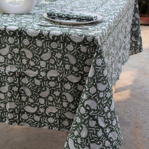 Premium Cotton Hand Block Print Floral Design Eco-Friendly Tablecloth Handmade <b>Table</b> Cover Intricate Embroidered Pattern - Product Image 3