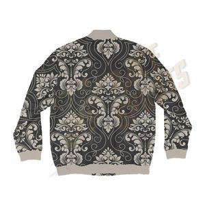 เสื้อแจ็คเก็ตบอมเบอร์พิมพ์ลายเพสลีย์สีแดงสำหรับผู้ชาย ปกคอพับ ปิดด้วยซิป สวมใส่สบายๆ ในฤดูใบไม้ร่วง ทรงปกติ ไซส์พลัส - Product Image 6