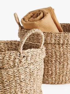 Panier en jonc de mer naturel, style décontracté, lot de 2, fait main, pour rangement, vente en gros, écologique, fabriqué au Vietnam - Product Image 3