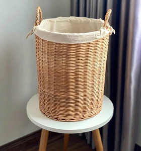 Cesta de Almacenamiento de Ratán Natural con Asas, Forma Circular, Estilo Nórdico, para Guardar Ropa - Product Image 1