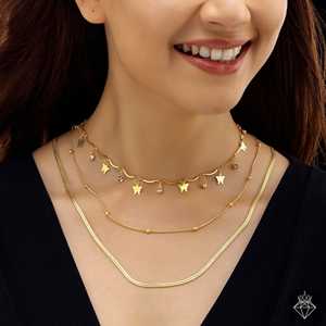 PRAO Collar antideslustre chapado en oro de triple capa Joyería en capas de moda - Product Image 4