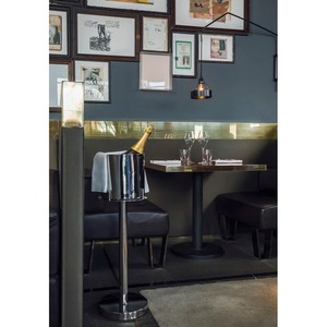 Moderno Cubetero Cilíndrico Plateado con Pedestal, Enfriador de Bebidas de Acero Inoxidable de Lujo para el Hogar - Product Image 3