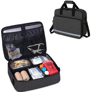 Bolsa Médica de Viaje Roja Compacta, Estuche de Primeros Auxilios de Tela Oxford Resistente con Lazos Elásticos Internos y Mosquetón - Product Image 4