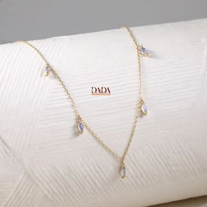 Drop <b>Necklace</b> Dainty Station Diamond <b>Chain</b> Minimalist Elegant Fine Jewelry for Women Delicate Everyday <b>Necklace</b> Gift - Product Image 1
