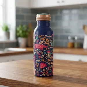 <b>750ml</b> Pure Copper Water <b>Bottle</b> for Everyday Hydration Reusable Drinking Flask for Office Home Travel Yoga and Wellness - Product Image 1