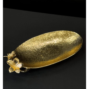 Frutero de Pedestal Dorado de Metal Pulido con Textura Martillada, Diseño Moderno de Lujo, Centro de Mesa Impresionante - Product Image 4
