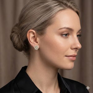 Pendientes de Plata de Ley 925 con Baño de Oro, Diseño de Flor y Estambres, Joyería Botánica Delicada con Moissanita, Regalo de Aniversario para Mujer - Product Image 2