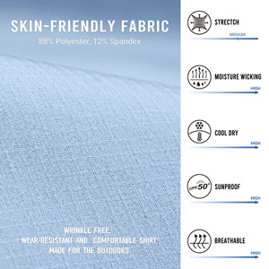 Chemises de randonnée et de pêche à séchage rapide pour hommes, manches longues, multi-poches, chemises boutonnées pour hommes, vêtements de plein air, chemise de randonnée pour hommes - Product Image 6