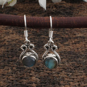 Boucles d'oreilles pendantes en labradorite naturelle, argent sterling 925, pierre précieuse bleue effet feu, bijoux de mariage de luxe faits à la main, vente en gros - Product Image 3