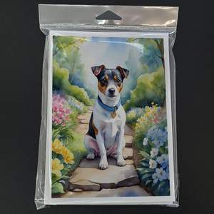 Whimsical Jack Russell Terrier Spring Path Tarjetas de felicitación Paquete de 8 A7 Tamaño 5x7 Tarjetas de notas en blanco con sobres - Product Image 3