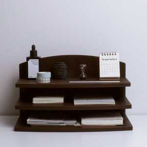 New Wooden Three Layer <b>Storage</b> <b>Rack</b> Minimalist Standing Type For Office Desk Organization Multifunctional Holder With Shelve - Product Image 4