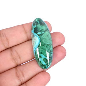 Crisocola natural malaquita, piedra preciosa suelta -92.5 quilates, cabujón ovalado de 47x18 mm con base plana para la fabricación de joyas |   1 Pieza - Product Image 5