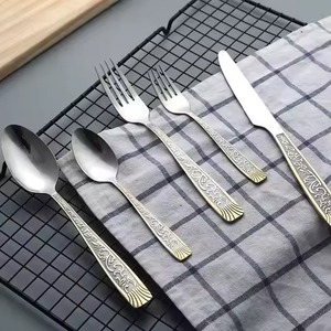 Modern Elegant Metal Cutlery <b>Set</b> Stainless Steel Dining Spoon Fork Knife <b>Flatware</b> <b>Set</b> Stylish Kitchen Accessories - Product Image 2