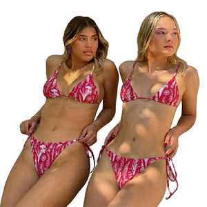 Traje de Baño de Dos Piezas con Estampado Floral Anti-UV, 180g, Spandex y Poliéster, Espalda Descubierta, Ropa de Playa Sostenible para Mujer - Product Image 6