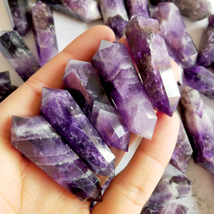 Hermosa Amatista de Doble Terminación en Forma de Lápiz, Cristal Natural, Gema Púrpura |   Colgante de alambre con piedra al por mayor de la India a granel - Product Image 5