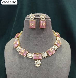 Elegant Designer <b>Ruby</b> Stone Polki <b>Necklace</b> Set Gold Plated Bridal Wedding Party Wear Ethnic Jewelry Set for Women Wholesale IND - Product Image 2