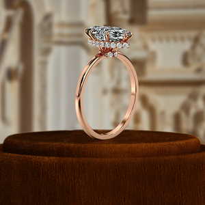 Anillo de Diamante de Laboratorio con Corte Marquesa de 1 Quilate, Anillo de Boda Clásico de Oro de 14K con Halo Oculto, Anillo Solitario de Novia Certificado por IGI - Product Image 5