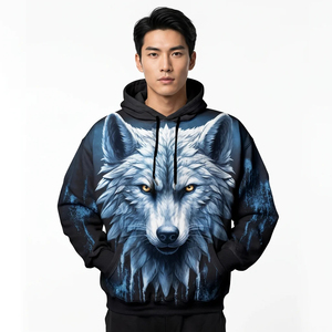 Unisex Performance Heat-Transfer Printed 100% Polyester Breathable Moisture Wicking <b>Hoodie</b> with Pocket for <b>Gym</b> Running Training - Product Image 4