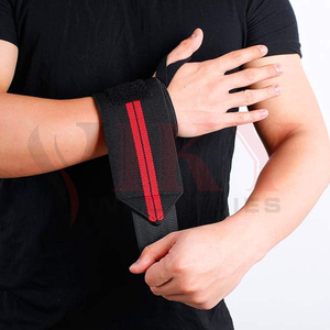 Bandes de soutien pour poignets à rayures rouges pour l'entraînement de force, bandages élastiques réglables avec boucle pour le pouce, pour la musculation et les exercices de force - Product Image 6