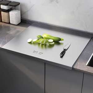 Planche à découper rectangulaire en acier inoxydable, antidérapante, facile à nettoyer, durable, non toxique, pour la cuisine - Product Image 1