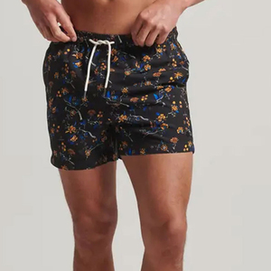 Shorts de bain pour hommes à imprimé floral, shorts de plage à séchage rapide, caleçons de bain à taille élastique, shorts de plage d'été, fournisseur OEM ODM - Product Image 1