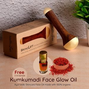 Varita de Masaje Kansa Ayurvédica HealthAndYoga BronzLift con Aceite de Belleza para Lifting Facial y Terapia de Luminosidad - Product Image 4