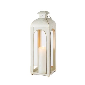 Atractivo Portavelas Decorativo Colgante de Estilo Rústico Galvanizado Blanco para Decoración de Interiores, Centro de Mesa - Product Image 1
