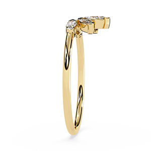 แหวนแต่งงานแบบซ้อนกันได้ทรงมาร์คีส์คัท ทองคำแท้ 14K เพชร CVD HPHT ผลิตในห้องปฏิบัติการ เหมาะสำหรับสวมใส่ทุกวัน - Product Image 3