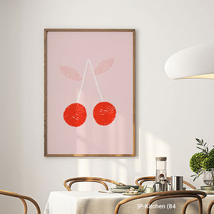 Décoration murale festive, affiche illustrée de fruits mignons à la cerise, art mural scandinave pour cuisine - Product Image 3
