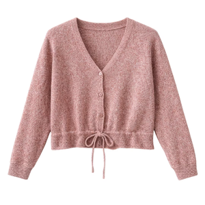 Cardigan en tricot doux pour femme avec ceinture ajustable, manches longues, style décontracté chic, idéal du jour au soir - Product Image 1
