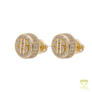 Magnifiques boucles d'oreilles en moissanite en forme de signe dollar, en argent sterling 925, bijoux de style hip-hop haut de gamme - Product Image 5