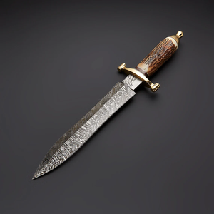 Cuchillo Bowie de Caza Damasco Hecho a Mano, de Alta Calidad, Coleccionable, con Mango de Aluminio Premium y Hoja de Acero de Alto Carbono, Cuchillos OEM - Product Image 1