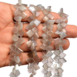 Pierre de lune grise AAA+ 6x8mm-7x10mm, perles facettées en forme de pépite, pierre de lune naturelle, pierre semi-précieuse, perles taillées à facettes, perles roulées pour bijoux - Product Image 2