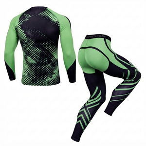 Conjunto Deportivo Ecológico para Hombre, Camiseta de Manga Larga y Pantalones de Compresión, Elástico en Cuatro Direcciones, para Gimnasio, Entrenamiento, Fitness y Atletismo - Product Image 2