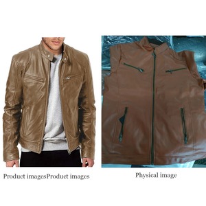 Veste en cuir pour moto, coupe slim décontractée pour homme, col montant, coupe-vent, manteau d'hiver XS - Product Image 4