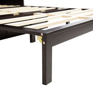 Lit Murphy en bois de pin taille Queen avec station d'alimentation et panneau décoratif en rotin couleur expresso - Product Image 2