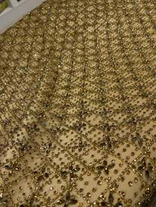 ผ้าลูกปัดทำมือสุดหรูประดับด้วยเพชรซิร์คอน ผ้าตาข่ายปักลายโพลีเอสเตอร์ 100% สำหรับชุดแต่งงานและชุดราตรี - Product Image 3