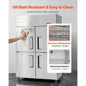 Commercial Stainless Steel <b>Freezer</b> 31.89 in Width 31.4 Cu.ft Auto Defrost Upright <b>Freezer</b> with Four Doors for Household Use - Product Image 6