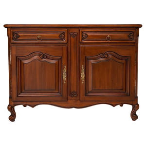 Traditional Solid Wood Living Room <b>Cabinet</b> <b>with</b> 2 <b>Drawers</b> and Raised Panel Doors Antique Style <b>Storage</b> Furniture - Product Image 1