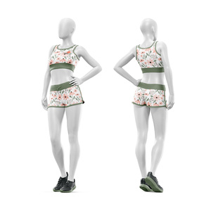 Conjunto de Yoga Personalizado, Top Corto con Cuello Redondo y Pantalones Cortos, Spandex/Nailon, Elástico en 4 Direcciones, Transpirable, Ecológico, para Mujer - Product Image 6