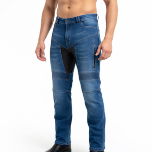 Pantalon de motard pour hommes Pantalon de course de moto respirant avec protection amovible Jeans ajusté grande taille pour adultes - Product Image 1