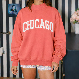 เสื้อสเวตเชิ้ตผู้หญิงทรงโอเวอร์ไซส์ แขนยาว สไตล์สตรีทแวร์ สำหรับฤดูหนาวและฤดูใบไม้ร่วง ปักลายตัวอักษร ผ้าฟลีซ คอเต่า  รักษ์โลก - Product Image 5