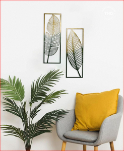 Décoration murale en feuilles métalliques, ensemble de 2 tons contrastés (24x16 pouces) – Art mural moderne pour salon, chambre, hôtel, restaurant - Product Image 3
