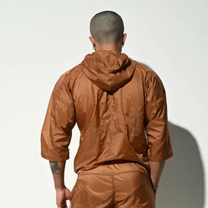 Custom <b>Men's</b> Hooded <b>Half</b> <b>Zip</b> Windbreaker Tracksuit Lightweight Nylon Jogger Set Quick Dry Outdoor Sportswear OEM ODM - Product Image 3
